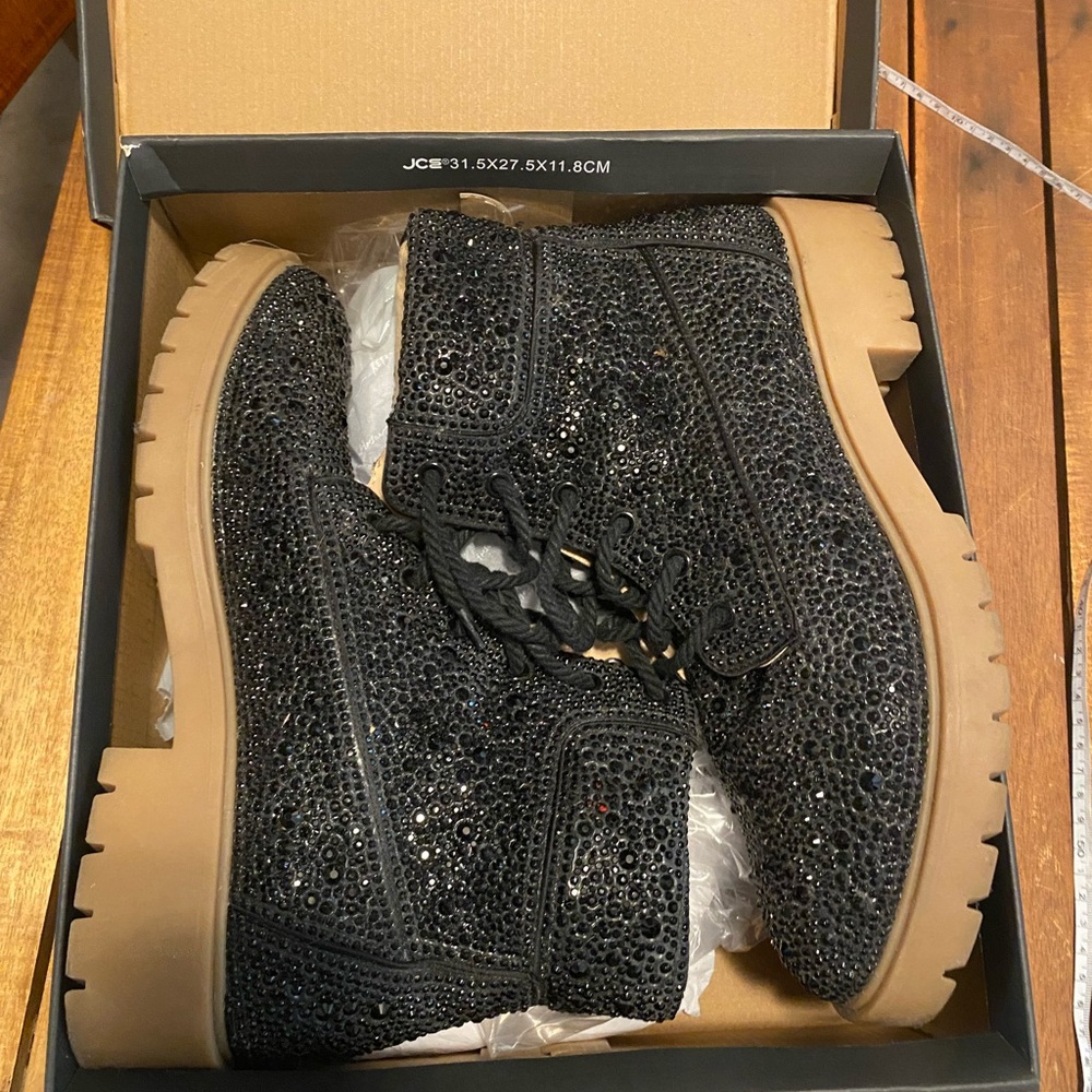 Betsy Johnson Black Rhinestone Boots